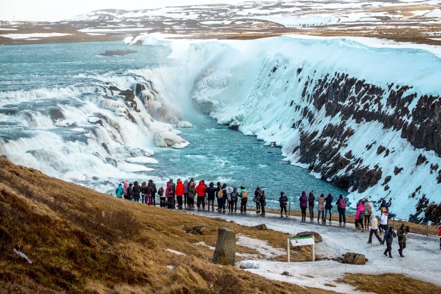 From Reykjavik: Golden Circle and Glacier Ice Cave Tour - Gullfoss Waterfall: The 32-Meter Spray Factor