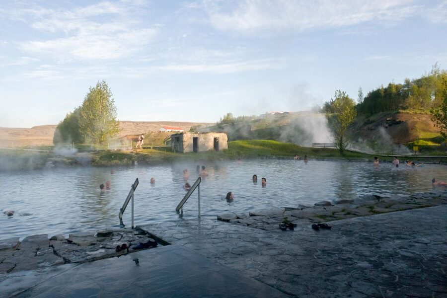 Iceland Secret Lagoon Admission Ticket - Inside the lagoon: hotter edges, cooler contrast, and that natural footing