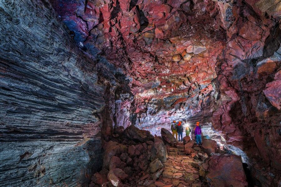 Raufarhólshellir: Lava Falls Adventure Tour - Your gear and the helmet-and-headlamp setup