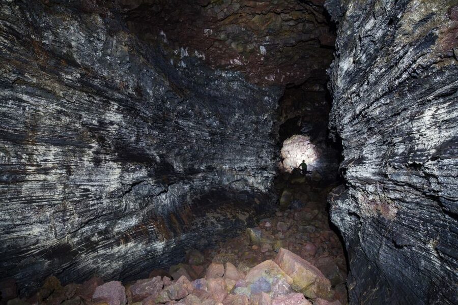 Raufarhólshellir: Lava Falls Adventure Tour - Inside the tube: lava formations, basalt, and reaching the falls
