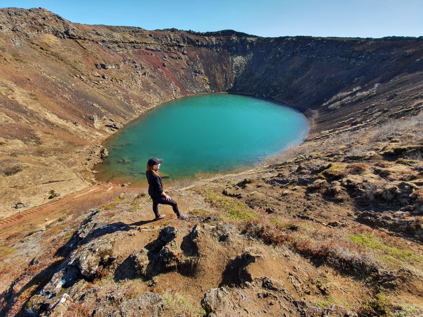 Reykjavik: Golden Circle, Kerid Crater and Sky Lagoon Tour - Kerið Volcanic Crater: Red Rock, Moss, and a Blue Lake Bowl