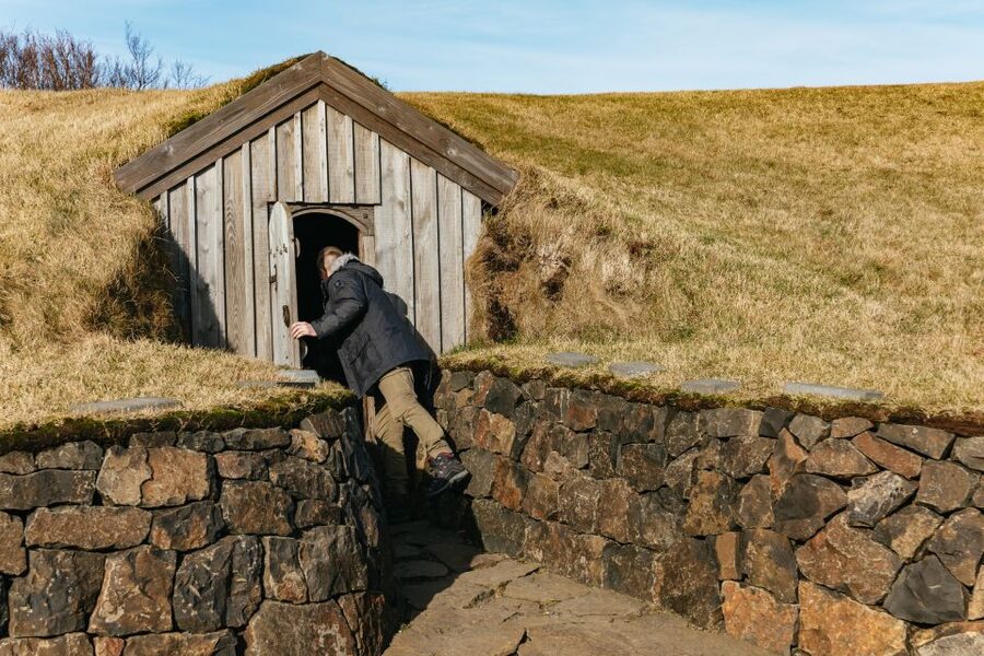 Reykjavik: Silver Circle Tour, Canyon Ride, & Thermal Baths - Husafell turf houses, elf huts, and the lifting stone