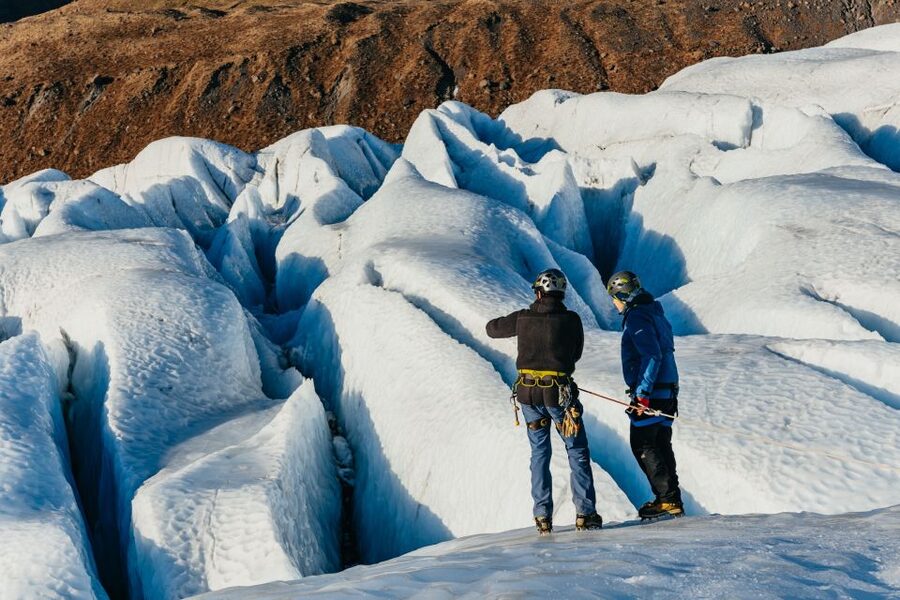 Skaftafell National Park: Falljokull Glacier Easy Hike - Walking on the ice: crampons on, axes ready, and the crevasse show