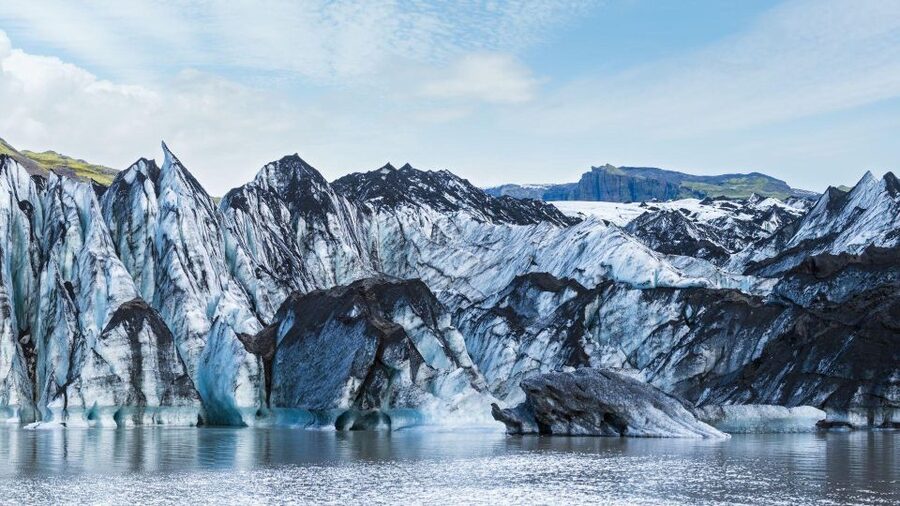 South Coast of Iceland. Black beach, glaсier, waterfalls... - Sólheimajökull glacier walk: icy blue, real walking time